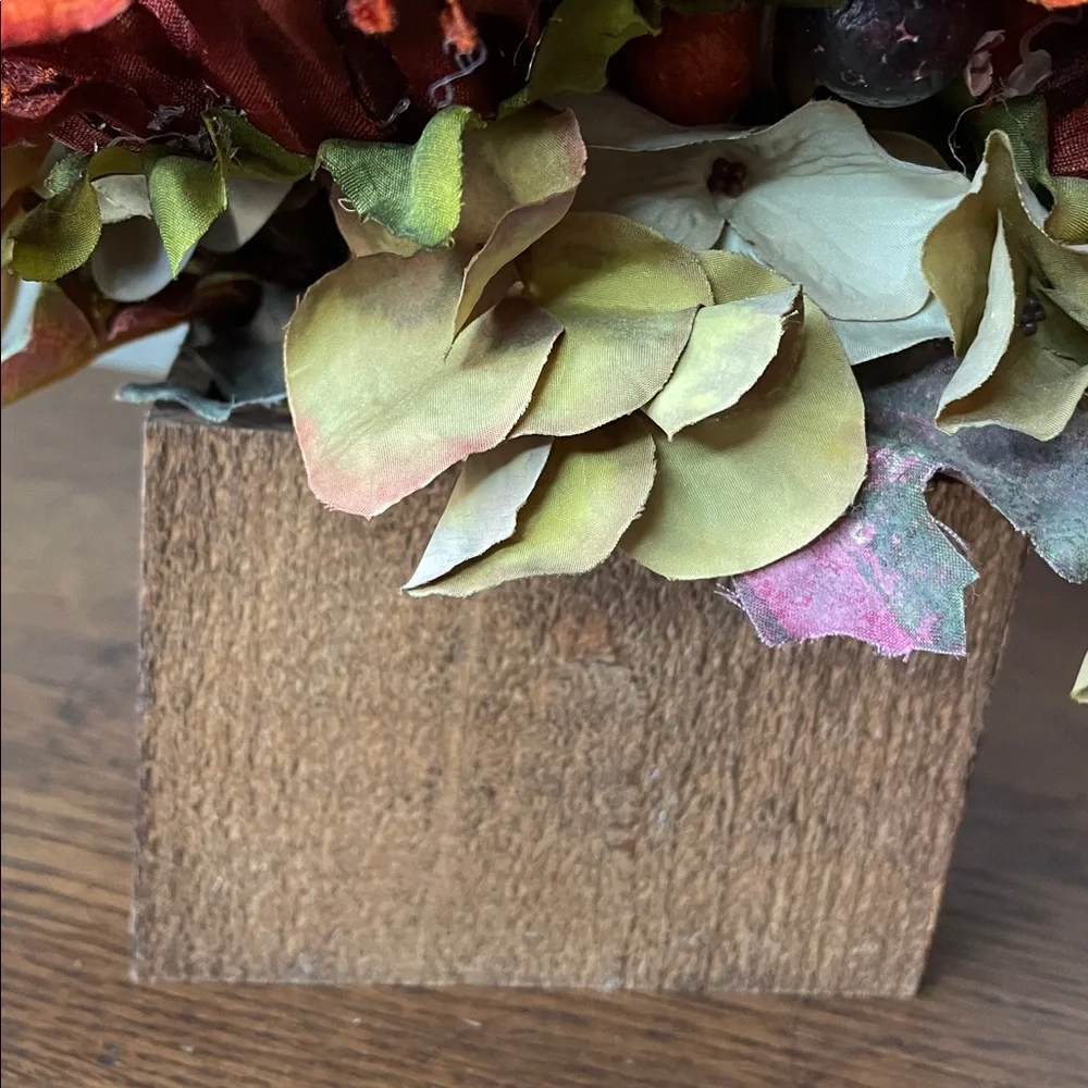 Deep Rust Sunflowers and Berries in a Handmade Cedar Box.